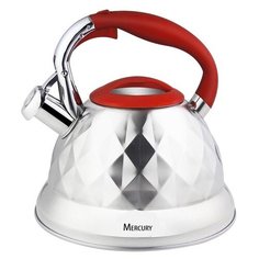 Mercury Чайник со свистком MC-6586 3.5 л серебристый/красный