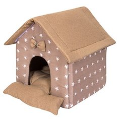 Домик для собак и кошек HutPets LittleHouse 45х40х45 см coffee stars
