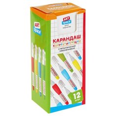 ArtSpace Ручка-корректор 4 мл, 12 шт голубой/желтый/зеленый/красный