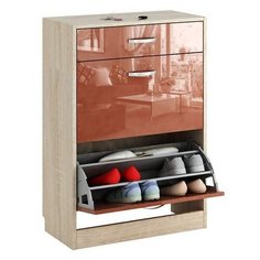 Обувница Мастер Дженни-2 Глянец , размер (ШхГ): 60х29.6 см , цвет: дуб сонома/терракотовый