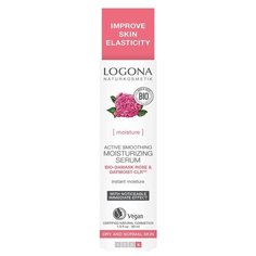 Logona Active smoothing moisturizing serum Сыворотка для увлажнения и активного разглаживания лица с Био-Дамасской Розой, 30 мл