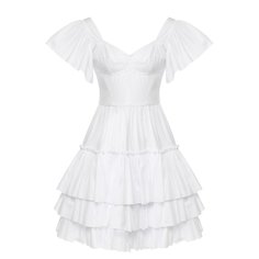 Приталенное хлопковое мини-платье с оборками Dolce & Gabbana