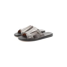 Шлепанцы с отделкой из кожи аллигатора Santoni