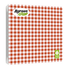 Салфетки бумажные Bulgaree Green Клетка красная трехслойные 33x33 см 20 шт