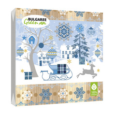 Салфетки бумажные Bulgaree Green Снежная сказка трехслойные 33x33 см 20 шт