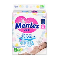 Подгузники Merries для детей размер S 4-8 кг, 82 шт