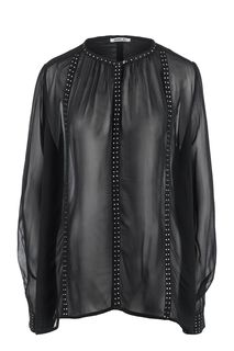 Черная полупрозрачная блуза с металлическим декором Replay