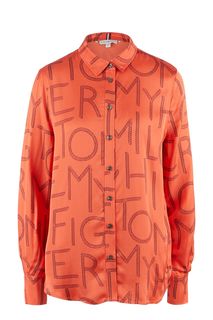 Оранжевая рубашка из вискозы свободного кроя Tommy Hilfiger