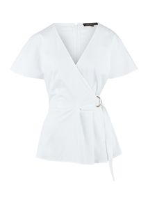 Приталенная белая блуза из хлопка Love Republic