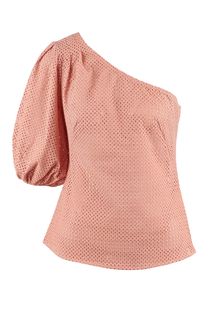 Полупрозрачная блуза кораллового цвета на одно плечо Love Republic