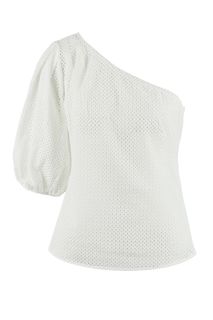 Полупрозрачная белая блуза на одно плечо Love Republic