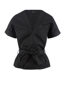 Черная блуза из хлопка с поясом Pinko