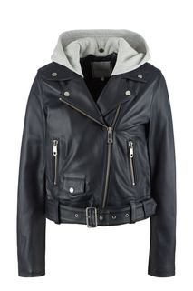 Кожаная куртка со съемным капюшоном Tommy Hilfiger