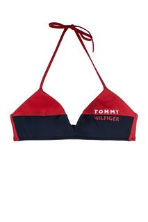 Двухцветный купальный топ с декоративным принтом Tommy Hilfiger