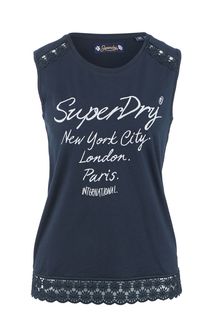 Хлопковой топ с кружевной отделкой Superdry