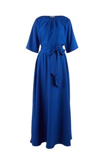 Длинное синее платье с поясом Imago
