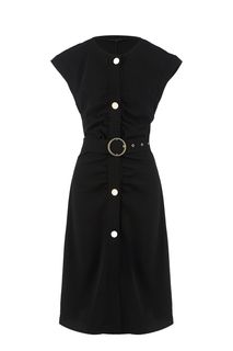 Приталенное черное платье на пуговицах Love Republic