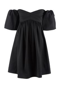 Короткое черное платье с открытыми плечами Pinko