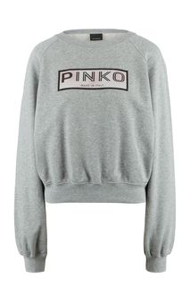 Свитшот из хлопка с отделкой стразами Pinko