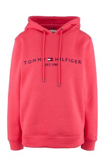 Хлопковая толстовка розового цвета с вышивкой Tommy Hilfiger