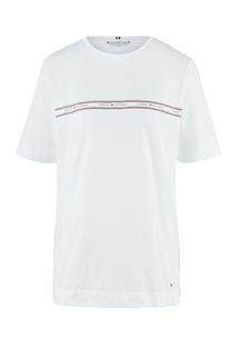 Белая хлопковая футболка с декоративной нашивкой Tommy Hilfiger