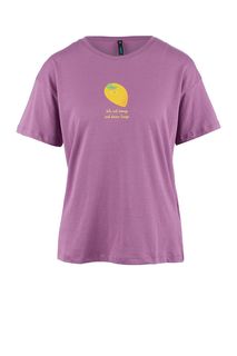 Фиолетовая футболка из хлопка с принтом Befree
