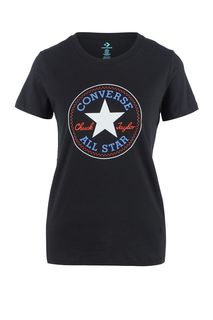 Черная футболка с логотипом бренда Converse