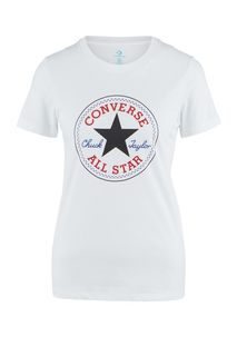 Белая футболка с логотипом бренда Converse