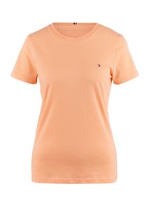 Футболка из хлопка кораллового цвета Tommy Hilfiger