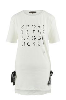 Хлопковая туника-футболка молочного цвета Love Republic