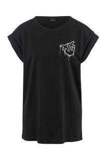 Черная футболка с логотипом бренда Pinko