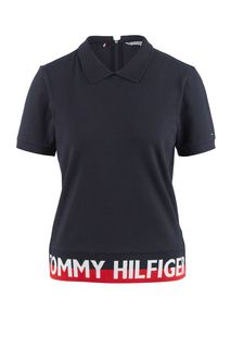 Хлопковая футболка поло с молнией на спине Tommy Hilfiger