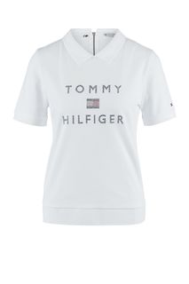 Футболка поло из хлопка с отделкой стразами Tommy Hilfiger