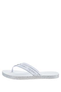 Белые сланцы с блестящей отделкой Tommy Hilfiger