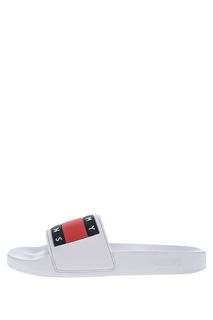 Белые шлепанцы с логотипом бренда Tommy Jeans