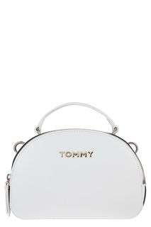 Маленькая белая сумка с логотипом бренда Tommy Hilfiger