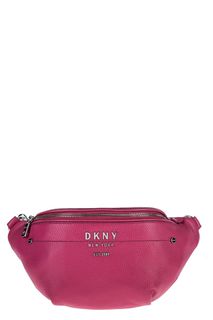 Розовая поясная сумка из зерненой кожи Dkny