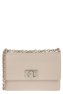 Бежевая кожаная сумка с откидным клапаном 1927 Furla