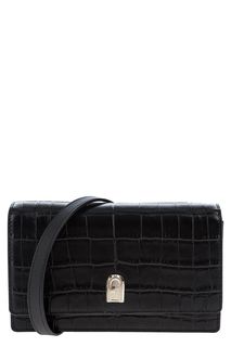 Черная кожаная сумка с выделкой под рептилию 1927 Furla