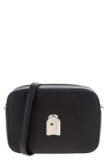 Маленькая черная сумка из зерненой кожи Sleek Furla