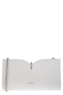 Кожаный клатч белого цвета Ribbon Furla