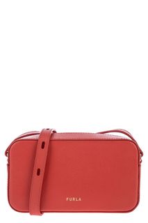 Красная кожаная сумка через плечо Block Furla