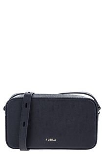 Синяя кожаная сумка через плечо Block Furla