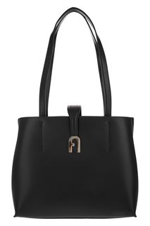 Черная кожаная сумка с длинными ручками Sofia Furla