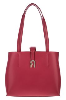 Красная кожаная сумка с длинными ручками Sofia Furla