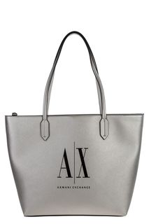 Серебристая сумка с длинными ручками Armani Exchange