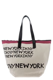 Вместительная текстильная сумка с декоративным принтом Dkny