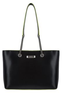 Черная кожаная сумка с длинными ручками Dkny