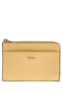 Желтая визитница из сафьяновой кожи Babylon Furla