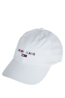 Белая хлопковая бейсболка с вышивкой Tommy Jeans